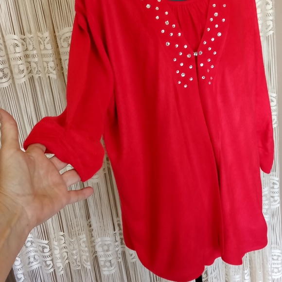 Red Plus Size Sag Harbor Sweater 2X - Picture 14 of 16